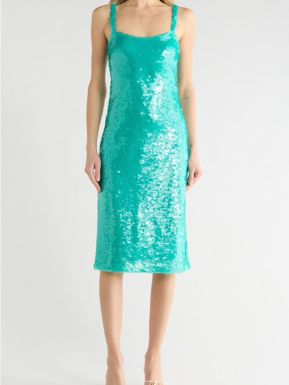 L'AGENCE Teal Sequin-Trim Dress